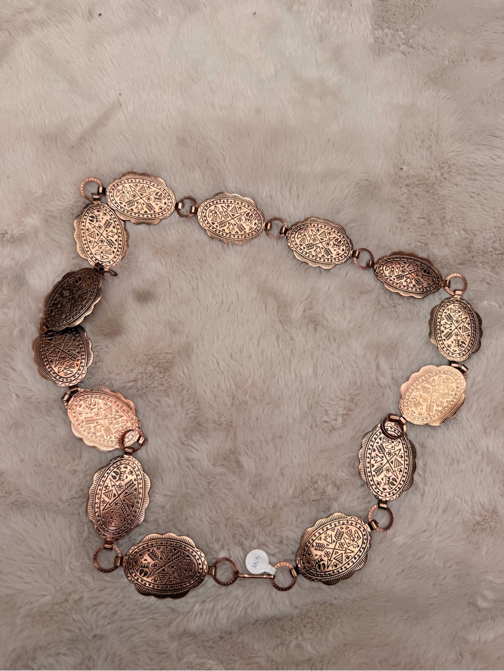 Vintage Etched Rose Gold Oval Link Chain Belt